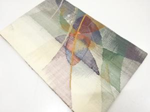 未使用品　手織り真綿紬　抽象模様織り出し　名古屋帯